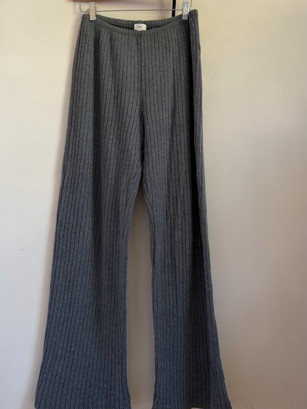 Donni Ribbed Knit Wide-Leg Pants — Gray